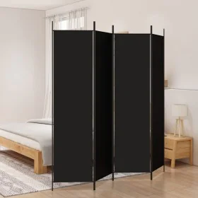 Divider screen with 4 black fabric panels 200x200 cm by vidaXL, Room dividers - Ref: Foro24-350185, Price: 36,14 €, Discount: %
