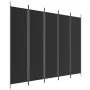 Biombo divisor de 5 paneles de tela negro 250x200 cm de vidaXL, Divisores de ambientes - Ref: Foro24-350189, Precio: 39,87 €,...