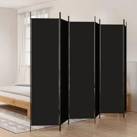 Divider screen with 6 black fabric panels 300x200 cm by vidaXL, Room dividers - Ref: Foro24-350193, Price: 47,06 €, Discount: %