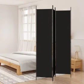 Biombo divisor de 3 paneles de tela negro 150x220 cm de vidaXL, Divisores de ambientes - Ref: Foro24-350197, Precio: 33,58 €,...