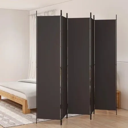 Divider screen with 5 brown fabric panels 250x220 cm by vidaXL, Room dividers - Ref: Foro24-350203, Price: 43,10 €, Discount: %