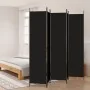 Biombo divisor de 5 paneles de tela negro 250x220 cm de vidaXL, Divisores de ambientes - Ref: Foro24-350205, Precio: 44,37 €,...