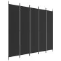 Biombo divisor de 5 paneles de tela negro 250x220 cm de vidaXL, Divisores de ambientes - Ref: Foro24-350205, Precio: 44,37 €,...
