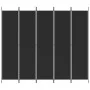 Biombo divisor de 5 paneles de tela negro 250x220 cm de vidaXL, Divisores de ambientes - Ref: Foro24-350205, Precio: 44,37 €,...
