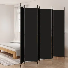 Biombo divisor de 6 paneles de tela negro 300x220 cm de vidaXL, Divisores de ambientes - Ref: Foro24-350209, Precio: 58,04 €,...