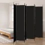 Biombo divisor de 6 paneles de tela negro 300x220 cm de vidaXL, Divisores de ambientes - Ref: Foro24-350209, Precio: 58,04 €,...