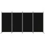 Biombo divisor de 4 paneles de tela negro 346x180 cm de vidaXL, Divisores de ambientes - Ref: Foro24-350265, Precio: 47,12 €,...
