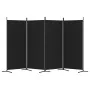 Biombo divisor de 4 paneles de tela negro 346x180 cm de vidaXL, Divisores de ambientes - Ref: Foro24-350265, Precio: 47,12 €,...