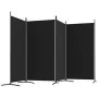 Biombo divisor de 4 paneles de tela negro 346x180 cm de vidaXL, Divisores de ambientes - Ref: Foro24-350265, Precio: 47,12 €,...