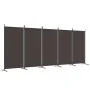 Biombo divisor de 5 paneles de tela marrón 433x180 cm de vidaXL, Divisores de ambientes - Ref: Foro24-350267, Precio: 58,41 €...