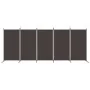 Biombo divisor de 5 paneles de tela marrón 433x180 cm de vidaXL, Divisores de ambientes - Ref: Foro24-350267, Precio: 58,41 €...