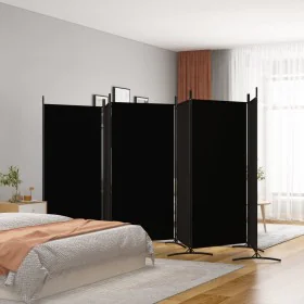 Biombo divisor de 6 paneles de tela negro 520x180 cm de vidaXL, Divisores de ambientes - Ref: Foro24-350273, Precio: 71,50 €,...