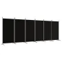 Biombo divisor de 6 paneles de tela negro 520x180 cm de vidaXL, Divisores de ambientes - Ref: Foro24-350273, Precio: 71,50 €,...