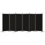 Biombo divisor de 6 paneles de tela negro 520x180 cm de vidaXL, Divisores de ambientes - Ref: Foro24-350273, Precio: 71,50 €,...