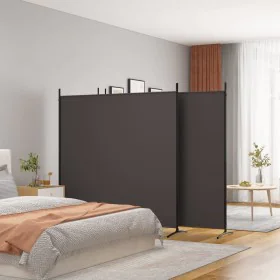 Biombo divisor de 4 paneles de tela marrón 698x180 cm de vidaXL, Divisores de ambientes - Ref: Foro24-350283, Precio: 64,54 €...
