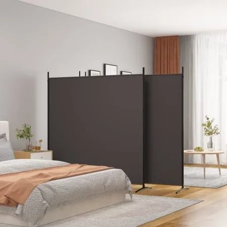 Biombo divisor de 4 paneles de tela marrón 698x180 cm de vidaXL, Divisores de ambientes - Ref: Foro24-350283, Precio: 64,54 €...