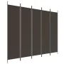 Biombo divisor de 5 paneles de tela marrón 250x200 cm de vidaXL, Divisores de ambientes - Ref: Foro24-350187, Precio: 39,87 €...