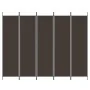 Biombo divisor de 5 paneles de tela marrón 250x200 cm de vidaXL, Divisores de ambientes - Ref: Foro24-350187, Precio: 39,87 €...