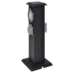 Columna negra con enchufe y temporizador para el jardín de vidaXL, Enchufes de pared - Ref: Foro24-41234, Precio: 45,06 €, De...