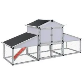 Gallinero con corral y nido aluminio de vidaXL, Jaulas y habitáculos para animales pequeños - Ref: Foro24-41323, Precio: 515,...