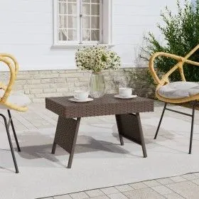 Brown synthetic rattan folding side table 60x40x38 cm by vidaXL, Side tables - Ref: Foro24-319409, Price: 50,15 €, Discount: %