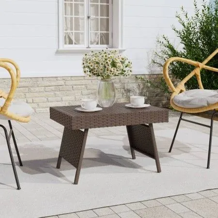 Mesa auxiliar plegable ratán sintético marrón 60x40x38 cm de vidaXL, Mesas auxiliares - Ref: Foro24-319409, Precio: 50,15 €, ...