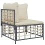 Gartenmöbel-Set 3-teilig anthrazitfarbene PE-Rattankissen von vidaXL, Outdoor-Sofas - Ref: Foro24-3186692, Preis: 241,25 €, R...