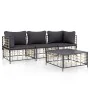 Juego de muebles de jardín 4 pzas y cojines ratán PE antracita de vidaXL, Sofás de exterior - Ref: Foro24-3186697, Precio: 31...