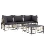 Juego de muebles de jardín 4 pzas y cojines ratán PE antracita de vidaXL, Sofás de exterior - Ref: Foro24-3186697, Precio: 31...