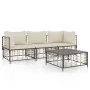 Garden furniture set 4 pieces and anthracite PE rattan cushions by vidaXL, Outdoor sofas - Ref: Foro24-3186696, Price: 319,31...