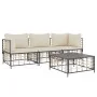 Garden furniture set 4 pieces and anthracite PE rattan cushions by vidaXL, Outdoor sofas - Ref: Foro24-3186696, Price: 319,31...
