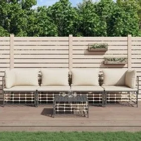 5-piece garden furniture set with anthracite PE rattan cushions by vidaXL, Outdoor sofas - Ref: Foro24-3186700, Price: 397,82...