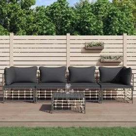 5-piece garden furniture set and anthracite PE rattan cushions by vidaXL, Outdoor sofas - Ref: Foro24-3186701, Price: 392,50 ...