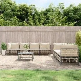 Garden furniture set 9 pieces and anthracite PE rattan cushions by vidaXL, Outdoor sofas - Ref: Foro24-3186708, Price: 776,60...