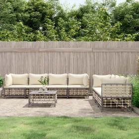 Garden furniture set 8 pieces and anthracite PE rattan cushions by vidaXL, Outdoor sofas - Ref: Foro24-3186706, Price: 659,27...