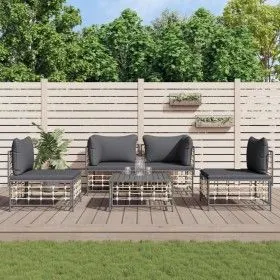5-piece garden furniture set and anthracite PE rattan cushions by vidaXL, Outdoor sofas - Ref: Foro24-3186715, Price: 392,50 ...