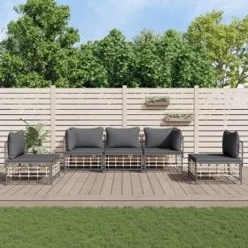 5-piece garden furniture set and anthracite PE rattan cushions by vidaXL, Outdoor sofas - Ref: Foro24-3186717, Price: 396,23 ...