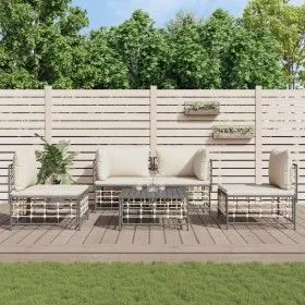 5-piece garden furniture set with anthracite PE rattan cushions by vidaXL, Outdoor sofas - Ref: Foro24-3186714, Price: 397,82...