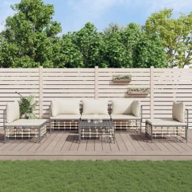 Gartenmöbel-Set 6-teilig und anthrazitfarbene PE-Rattan-Kissen von vidaXL, Outdoor-Sofas - Ref: Foro24-3186718, Preis: 476,32...