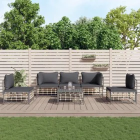 Garden furniture set 6 pieces and anthracite PE rattan cushions by vidaXL, Outdoor sofas - Ref: Foro24-3186719, Price: 468,86...