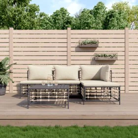 Juego de muebles de jardín 5 pzas cojines antracita ratán PE de vidaXL, Sofás de exterior - Ref: Foro24-3186732, Precio: 364,...