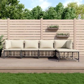 Gartenmöbel-Set 5-teilig mit Kissen Anthrazit PE-Rattan von vidaXL, Outdoor-Sofas - Ref: Foro24-3186742, Preis: 382,41 €, Rab...