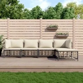 Juego de muebles de jardín 5 pzas cojines antracita ratán PE de vidaXL, Sofás de exterior - Ref: Foro24-3186742, Precio: 382,...