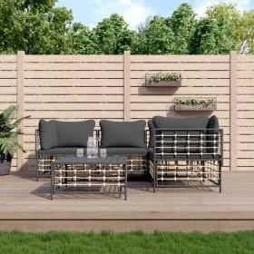 Gartenmöbel-Set 5-teilig mit Kissen Anthrazit PE-Rattan von vidaXL, Outdoor-Sofas - Ref: Foro24-3186749, Preis: 406,40 €, Rab...