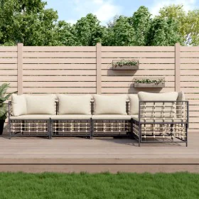 Juego de muebles de jardín 5 pzas cojines antracita ratán PE de vidaXL, Sofás de exterior - Ref: Foro24-3186750, Precio: 415,...