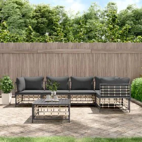 Juego de muebles de jardín 6 pzas cojines antracita ratán PE de vidaXL, Sofás de exterior - Ref: Foro24-3186753, Precio: 483,...