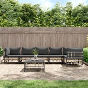 Gartenmöbel-Set 7-teilig und anthrazitgraue PE-Rattankissen von vidaXL, Outdoor-Sofas - Ref: Foro24-3186757, Preis: 559,60 €,...