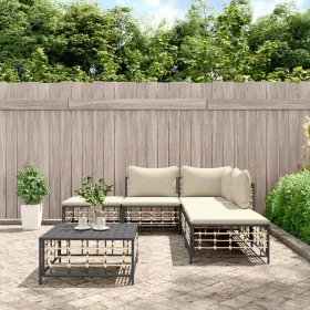 Juego de muebles de jardín 6 pzas cojines antracita ratán PE de vidaXL, Sofás de exterior - Ref: Foro24-3186758, Precio: 423,...