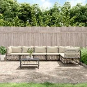 Garden furniture set 8 pieces and anthracite PE rattan cushions by vidaXL, Outdoor sofas - Ref: Foro24-3186762, Price: 646,30...