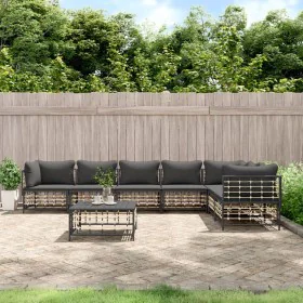 8-piece garden furniture set with anthracite PE rattan cushions by vidaXL, Outdoor sofas - Ref: Foro24-3186763, Price: 635,94...